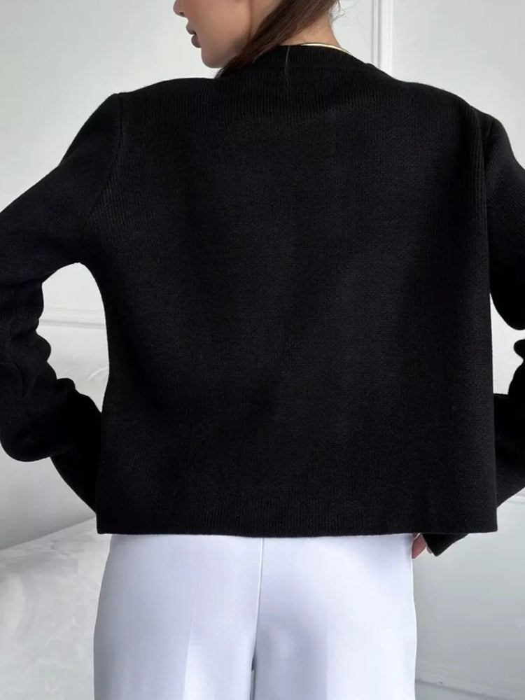 Crew-Neck Button Down Cardigan