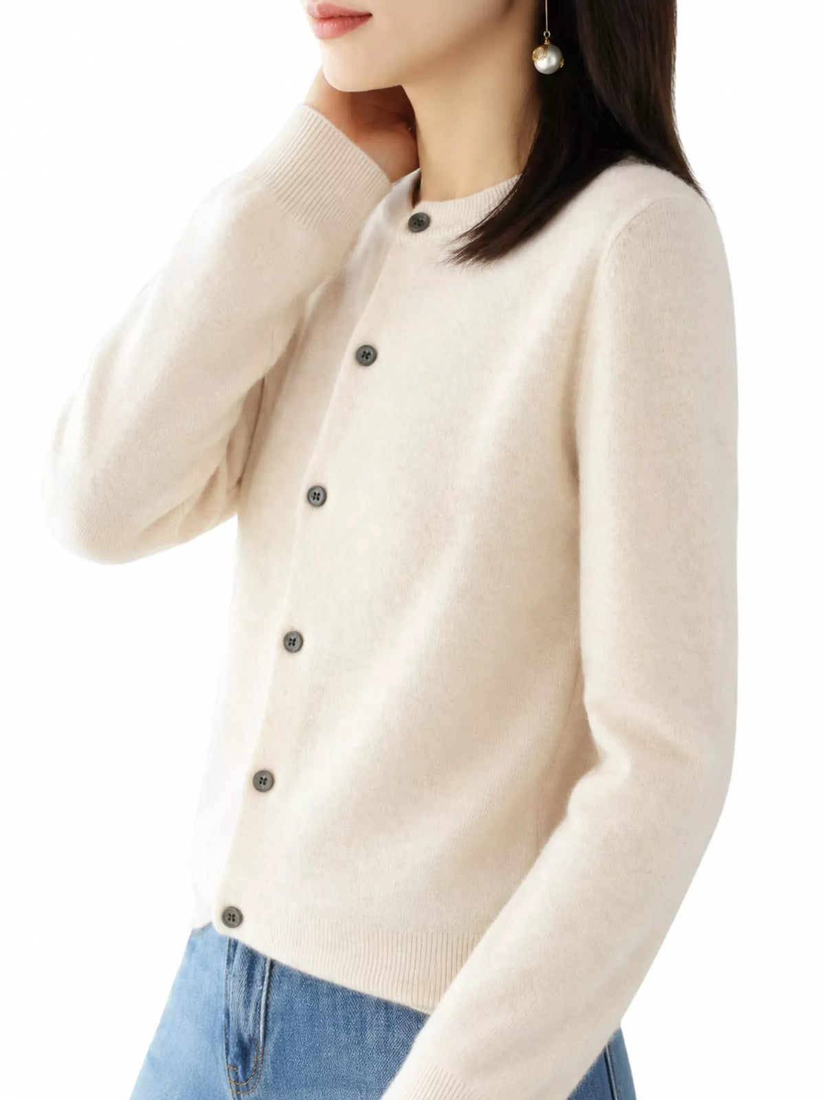Classic Crew Neck Knit Cardigan