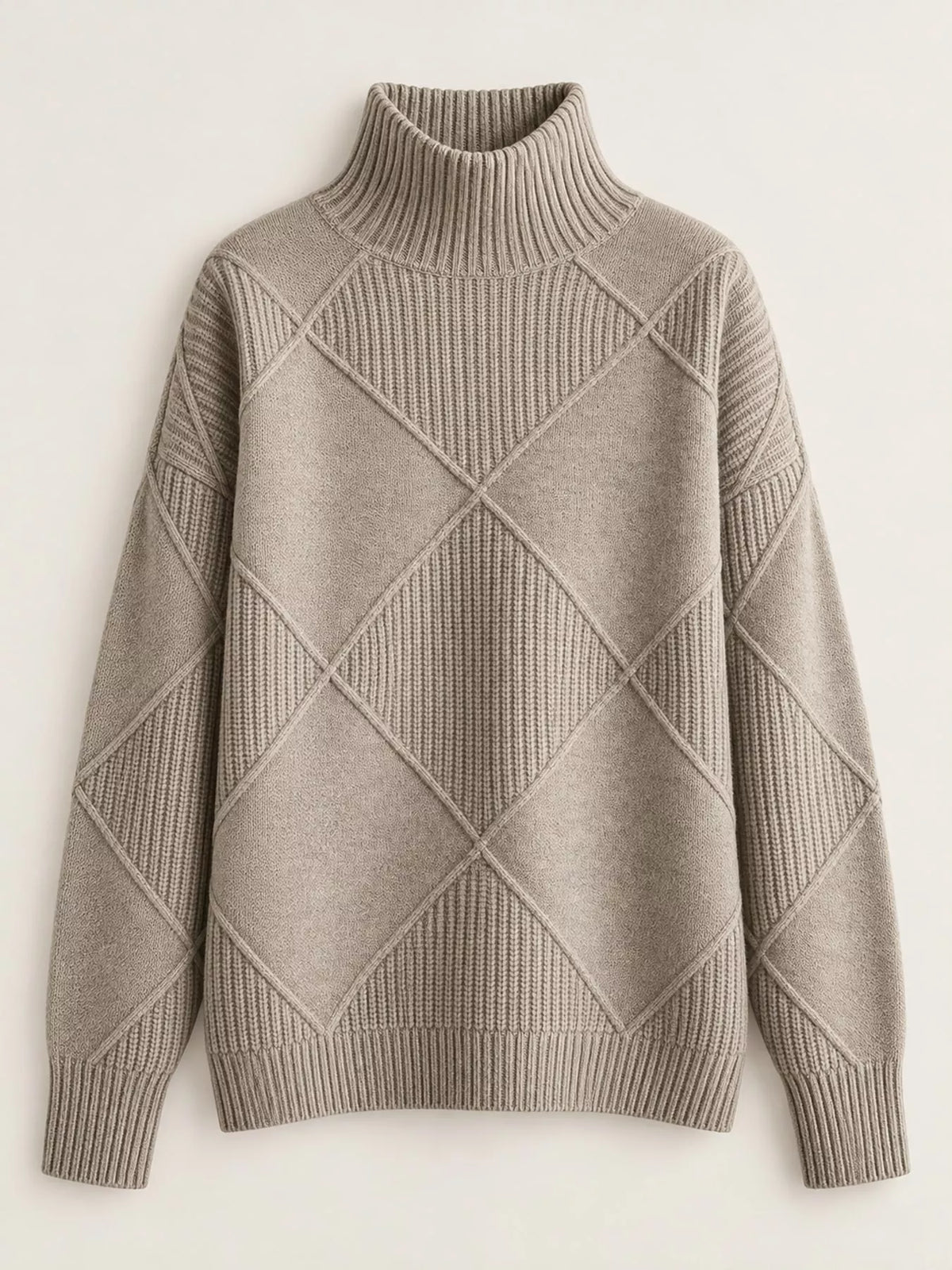 Full Size Diamond Pattern Turtleneck Sweater Plus Size