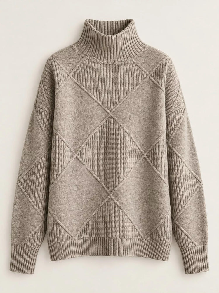 Full Size Diamond Pattern Turtleneck Sweater Plus Size