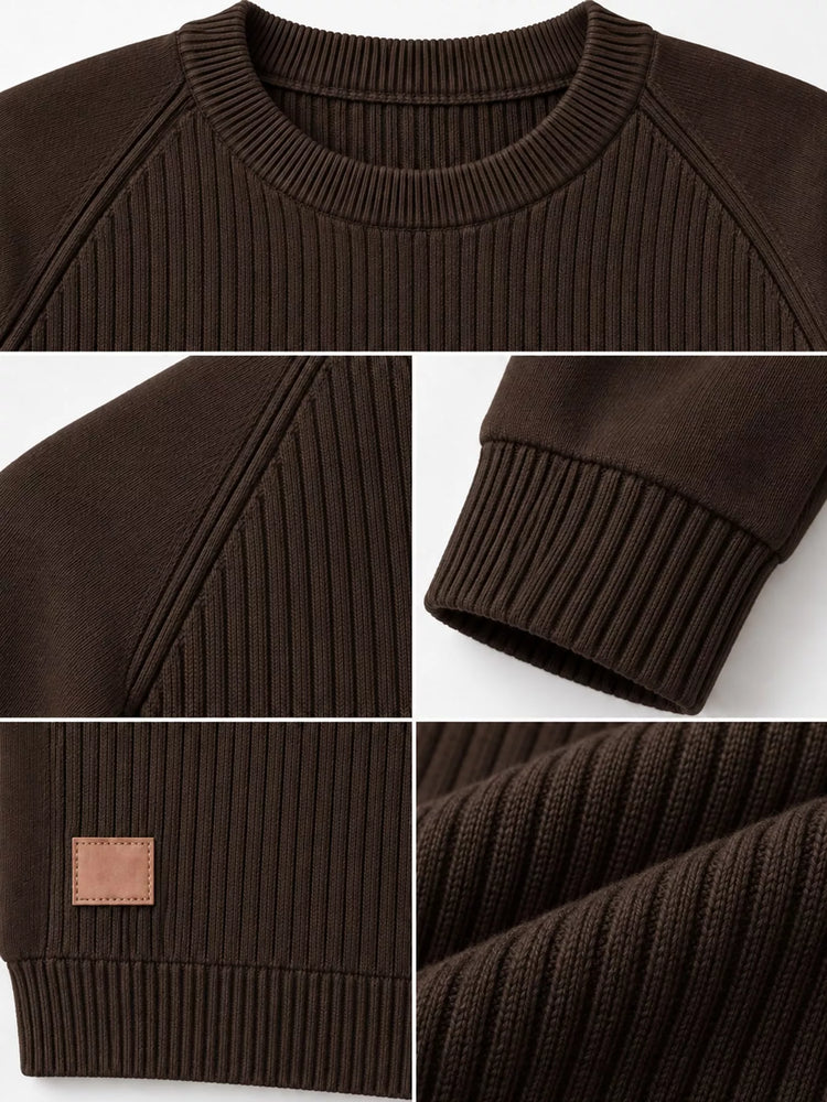 Full Size Ribbed Knit Raglan Sleeve Sweater Plus Size