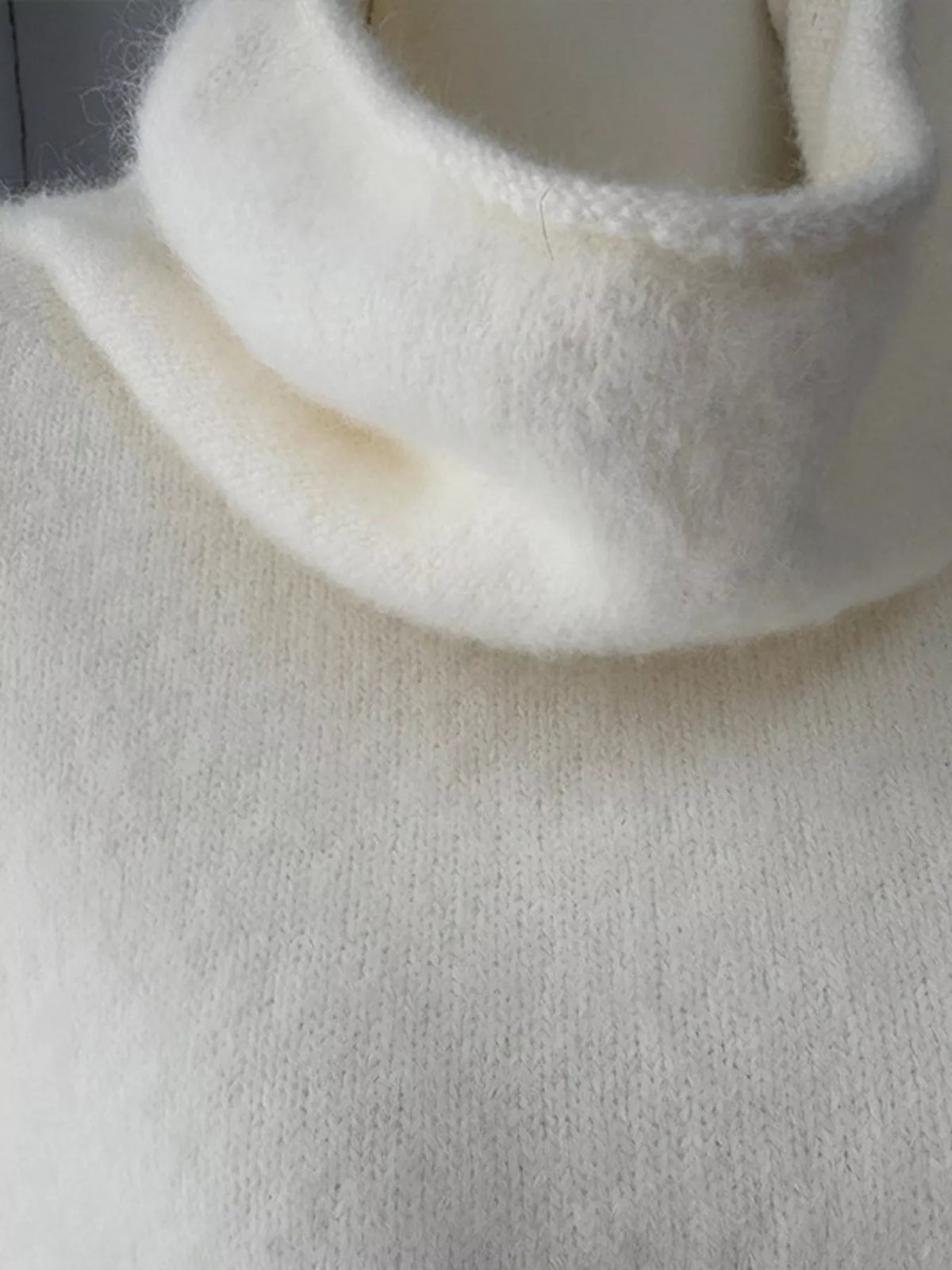 Turtleneck Fuzzy Short Sleeve Sweater