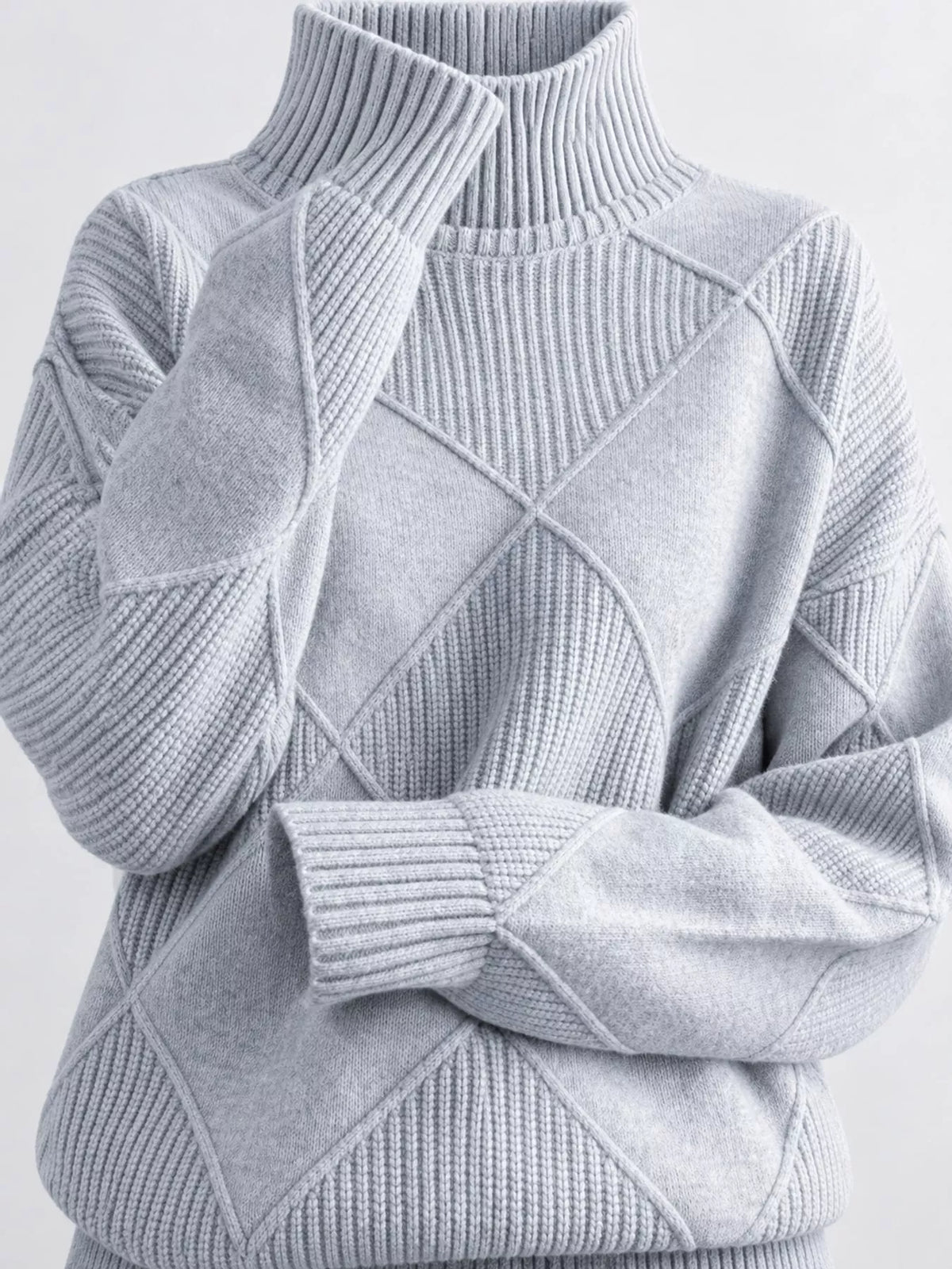 Full Size Diamond Pattern Turtleneck Sweater Plus Size