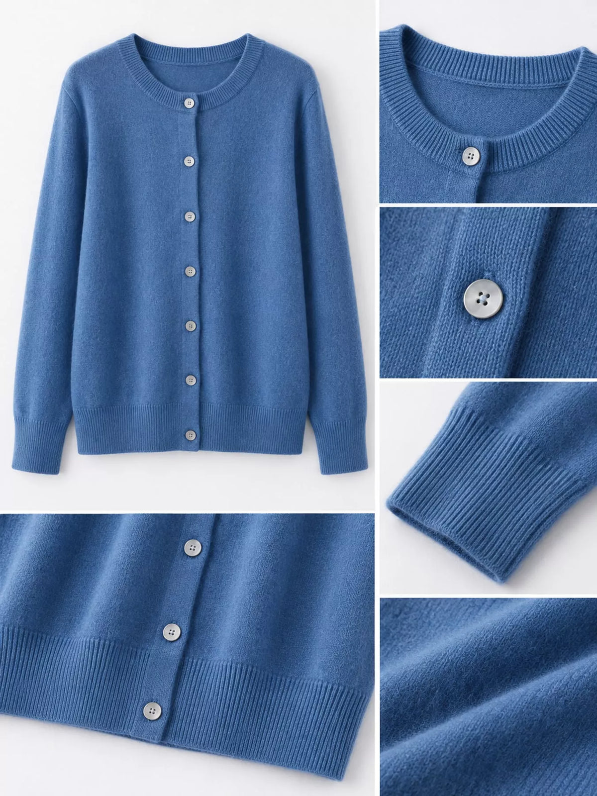 Crew Neck Button-Down Cardigan