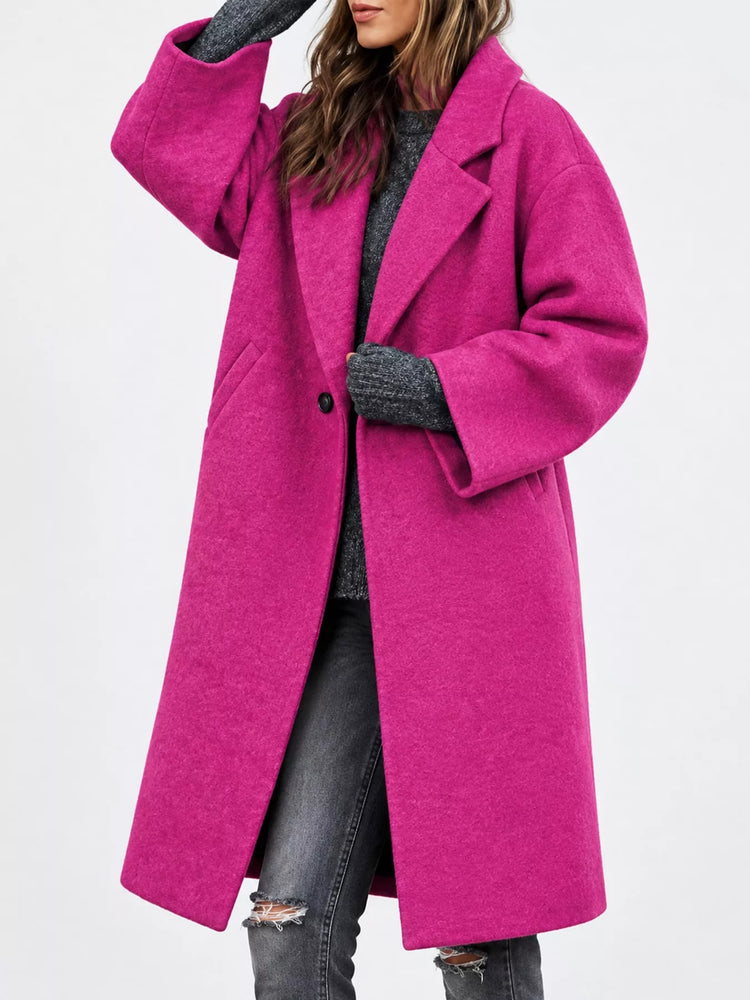 Full Size Lapel Collar One Button Coat Plus Size