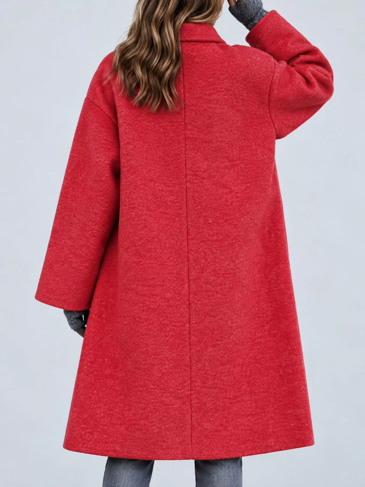 Full Size Lapel Collar One Button Coat Plus Size