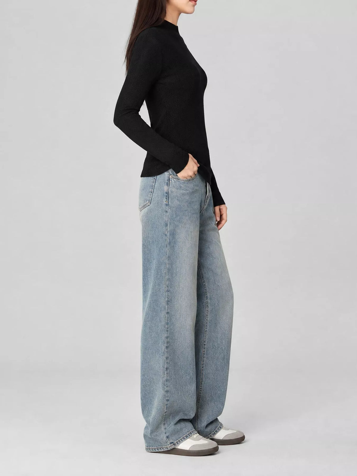 Textured Mock Neck Sweater