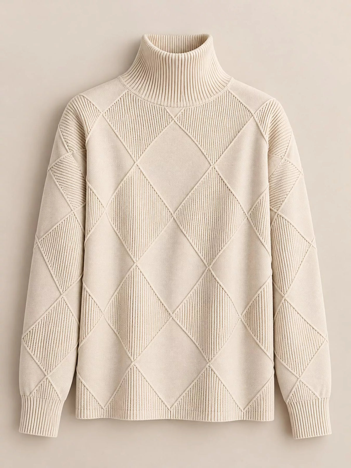Full Size Diamond Pattern Turtleneck Sweater Plus Size