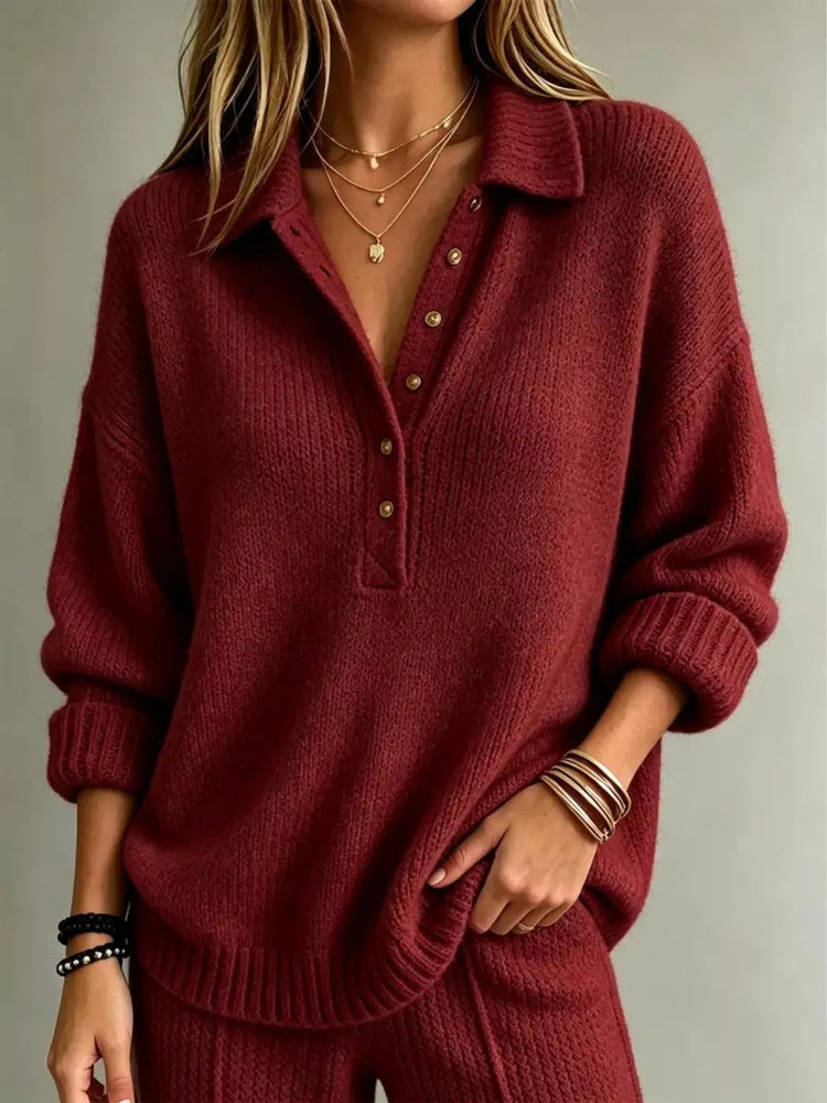 Full Size Button Detail Dropped Shoulder Sweater Plus Size