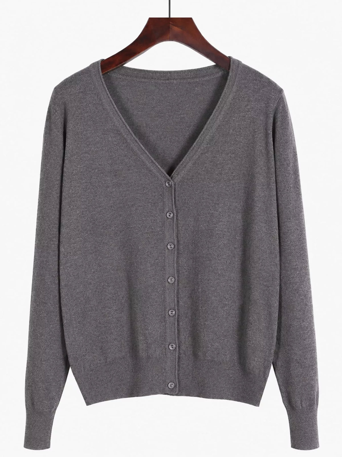 Classic V-Neck Button-Down Knit Cardigan