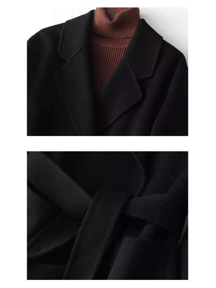 Double-Sided Wool Coat with Belted