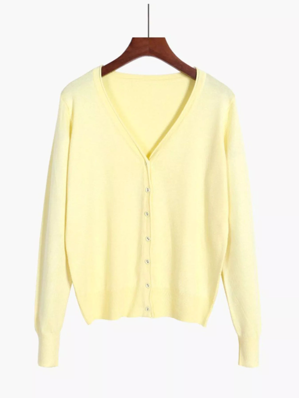 Classic V-Neck Button-Down Knit Cardigan