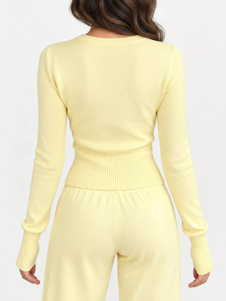 Slim-Fit Ribbed Knit Button-Down Cardigan