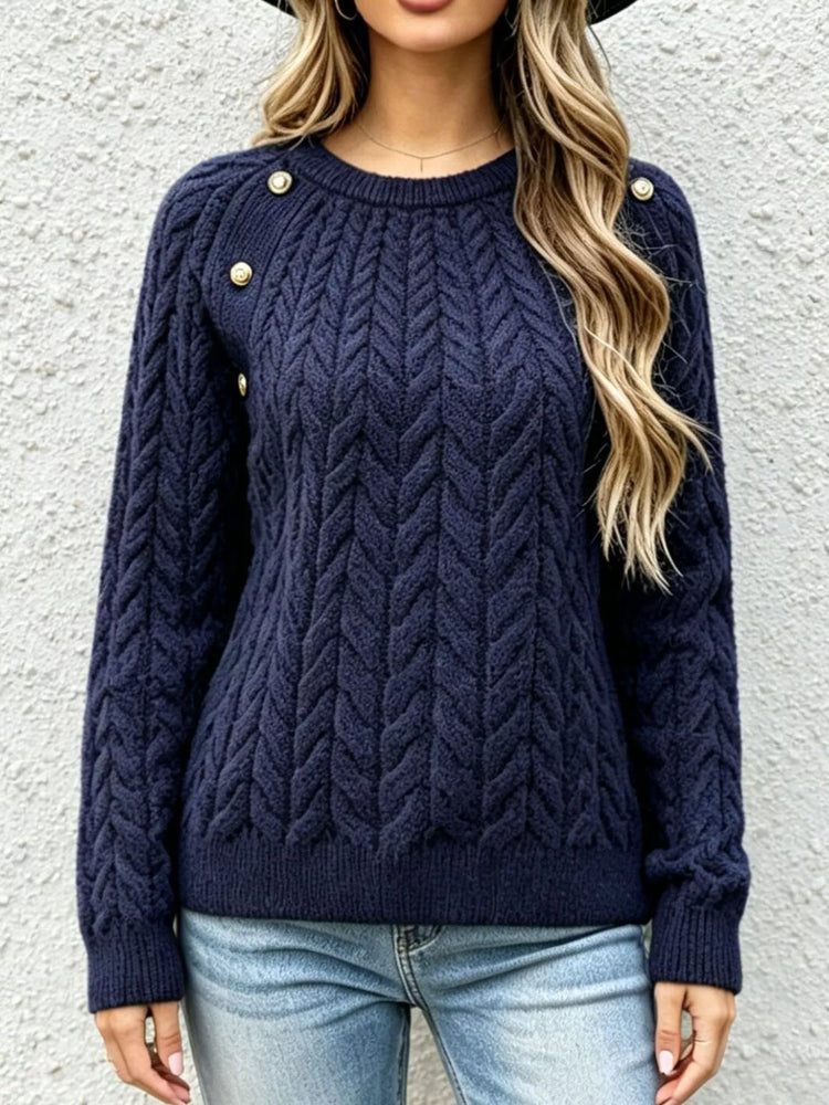 Cable-Knit Raglan Sleeve Sweater