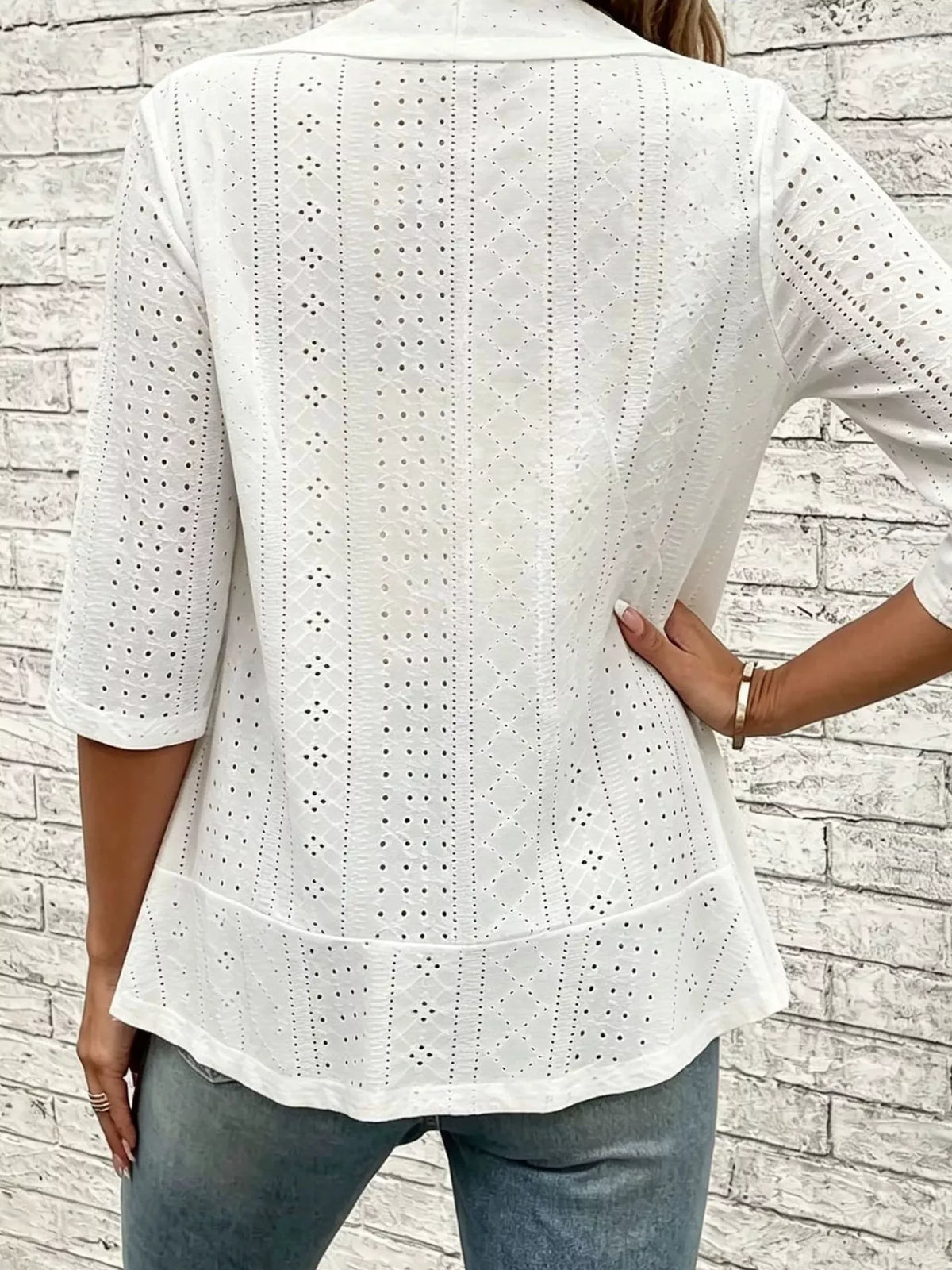 Eyelet Open Front Cardigan