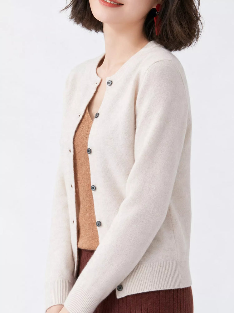 Crew Neck Button-Down Cardigan