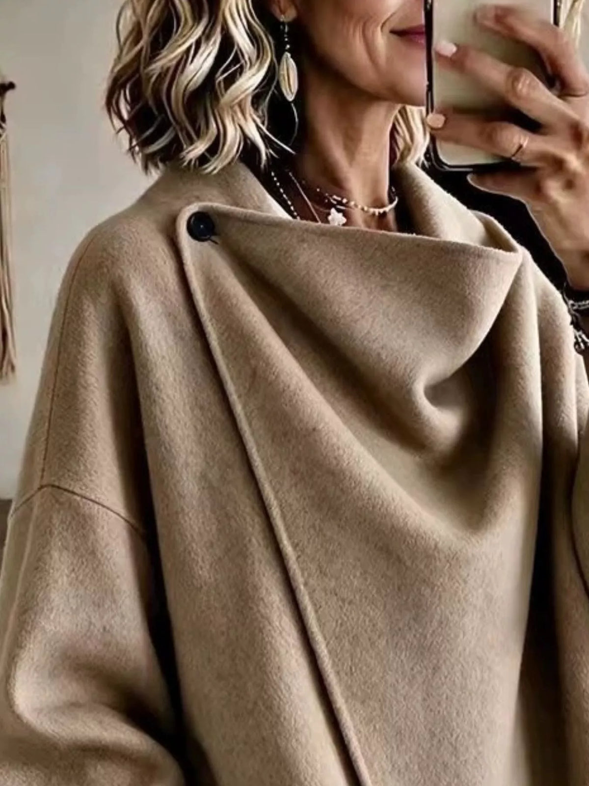Full Size Asymmetric Cowl Neck Cape Plus Size
