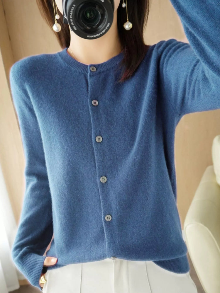 Classic Crew Neck Knit Cardigan