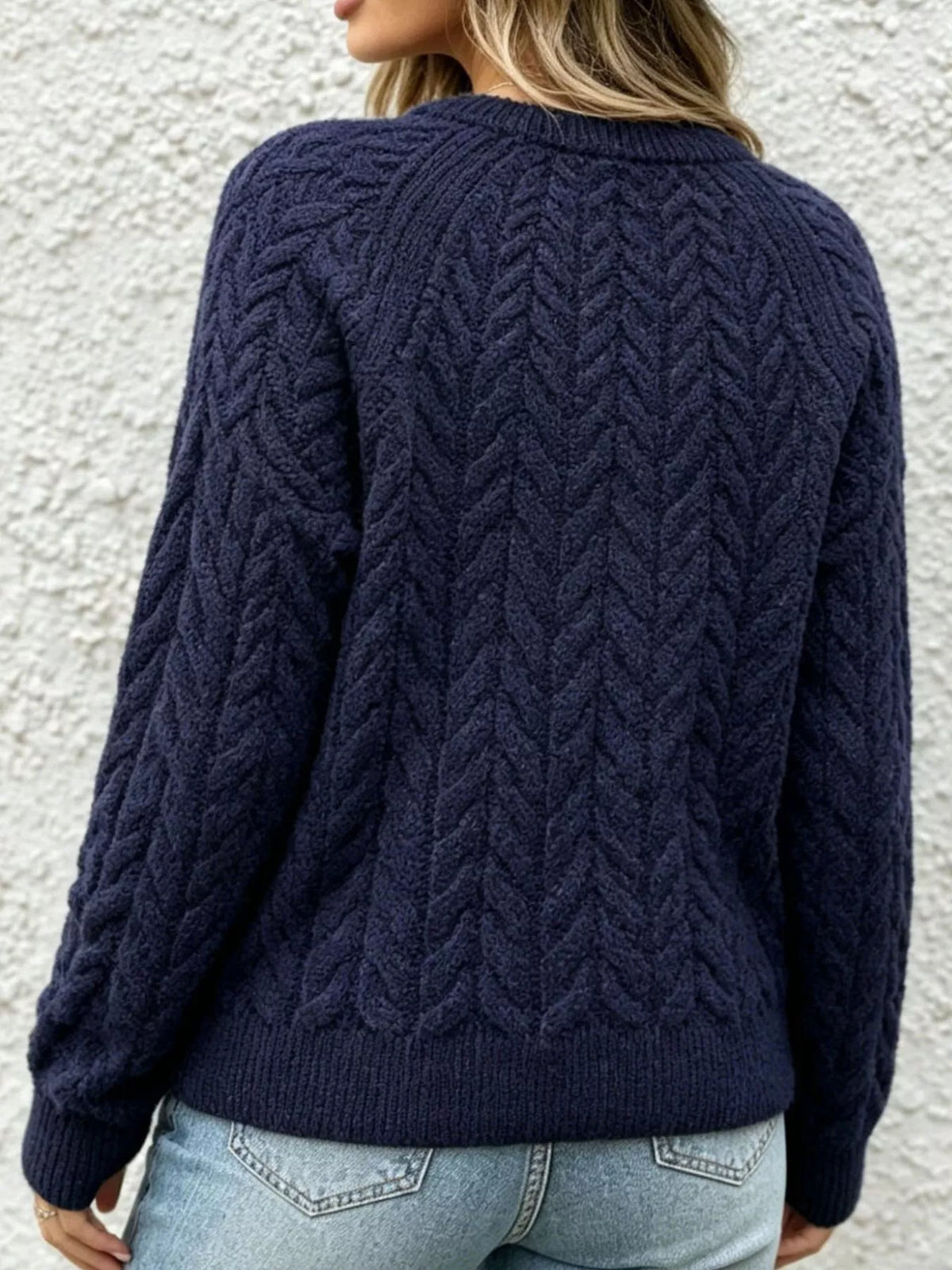 Cable-Knit Raglan Sleeve Sweater