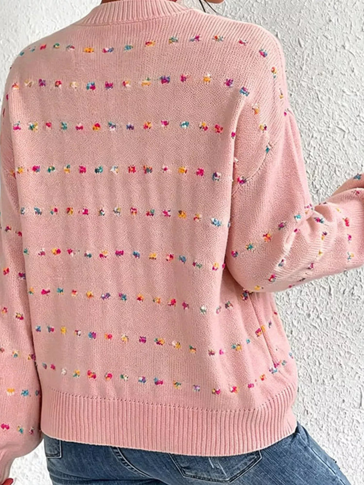 Multi-Color Confetti Dot Drop Shoulder Sweater