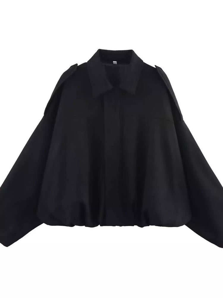 Elastic Hem Batwing Sleeve Jacket