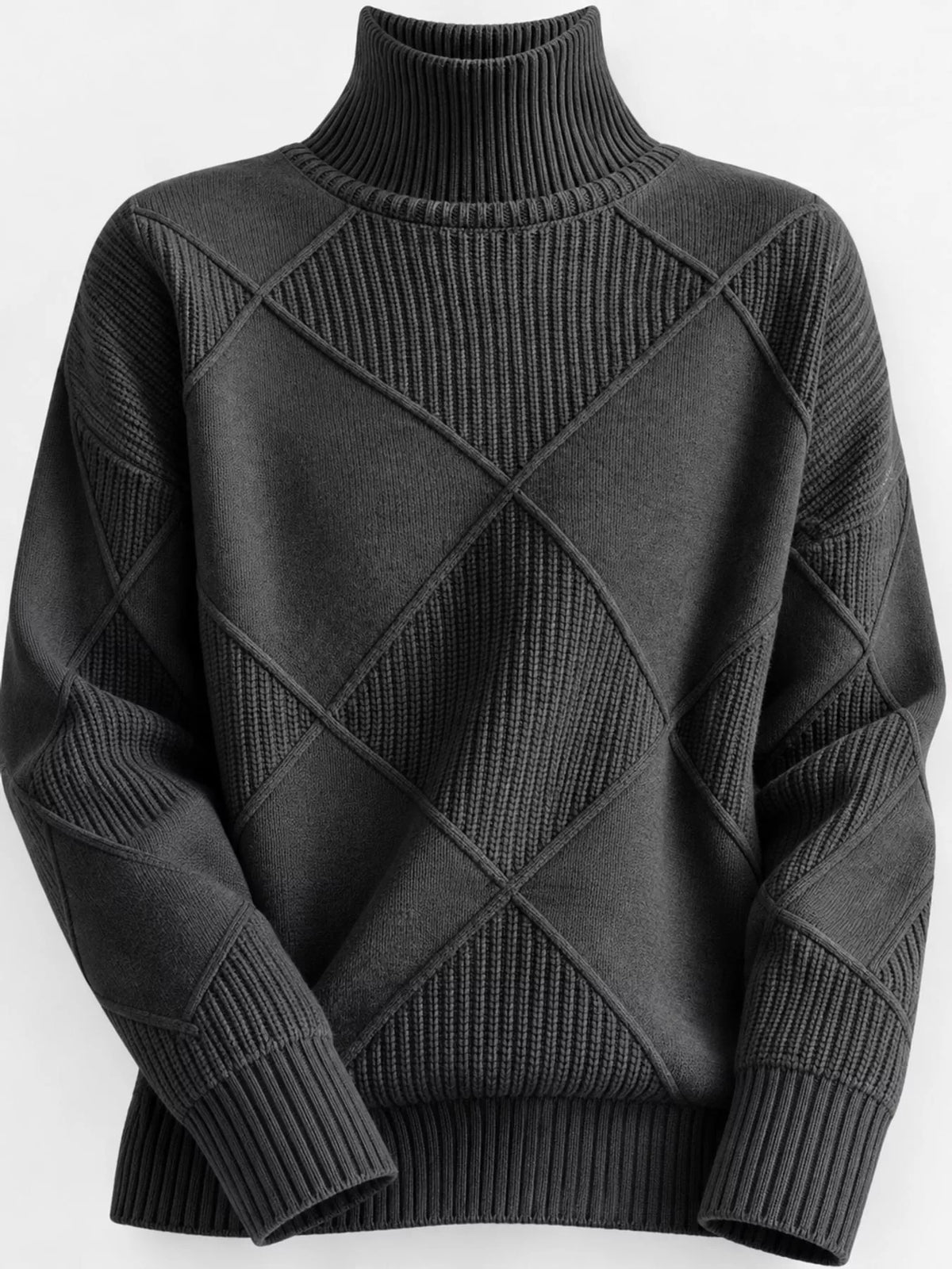 Full Size Diamond Pattern Turtleneck Sweater Plus Size