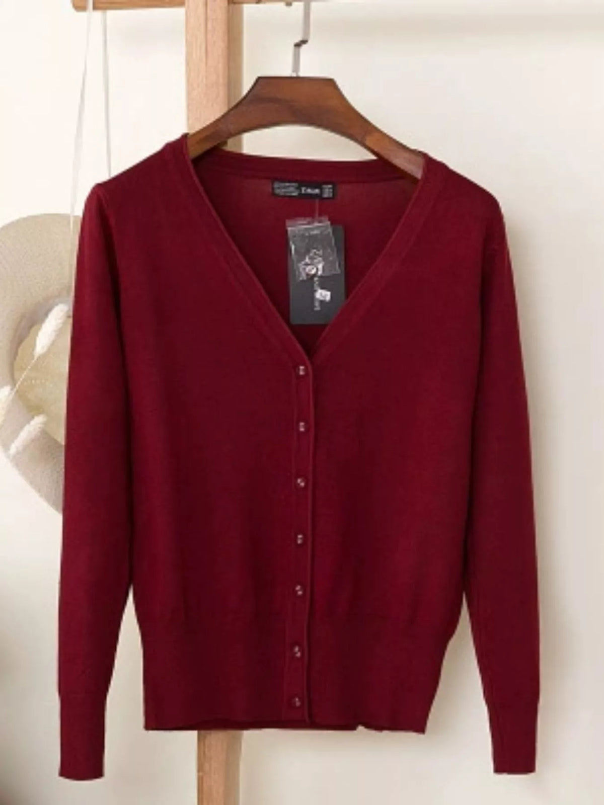 Classic V-Neck Button-Down Knit Cardigan