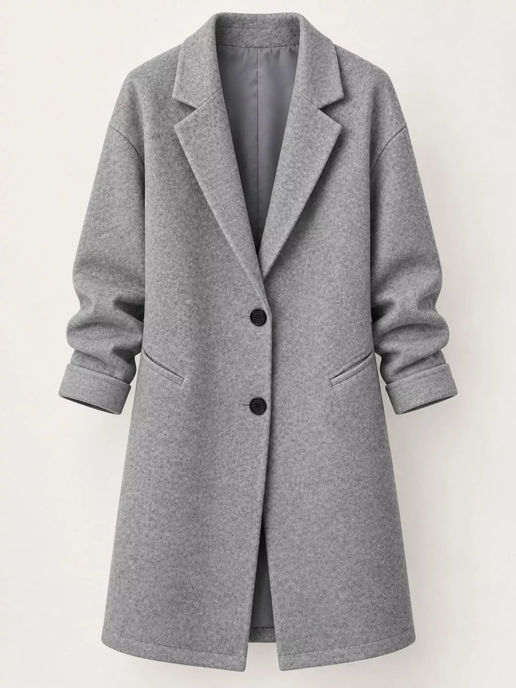 Full Size Lapel Collar Button Up Coat Plus Size