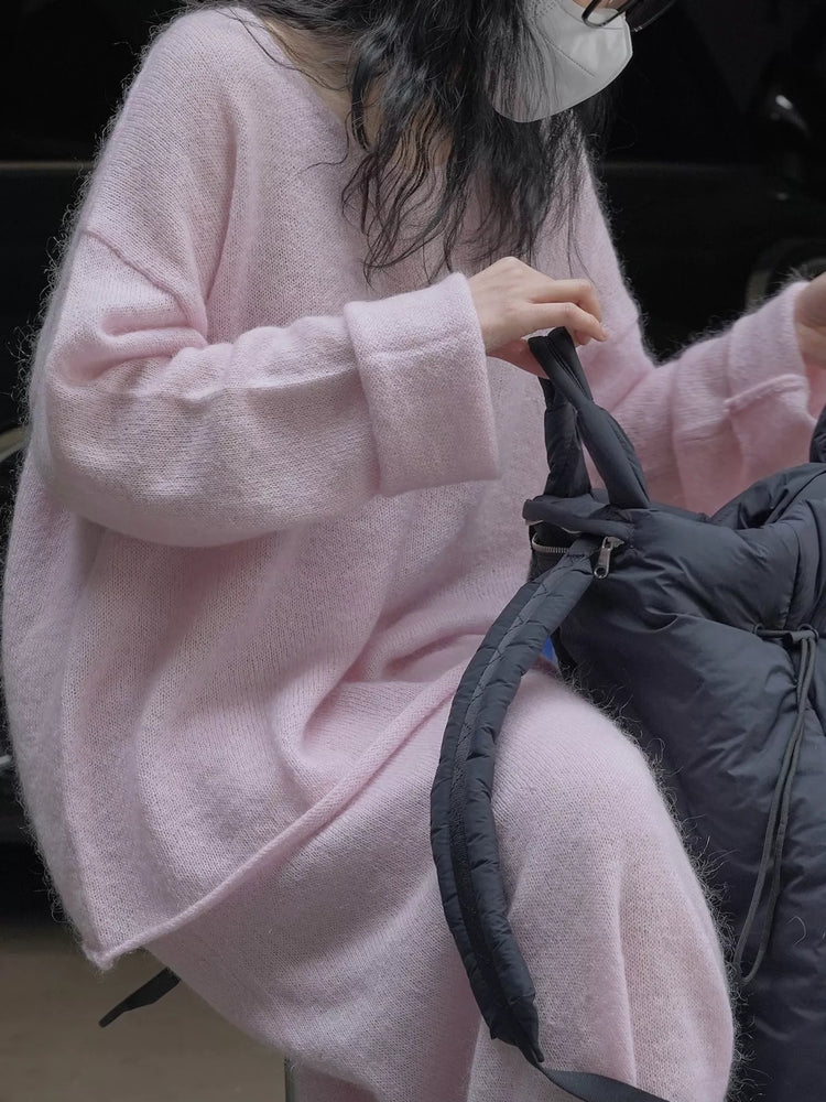 Round Neck Dropped Shoulder Sweater