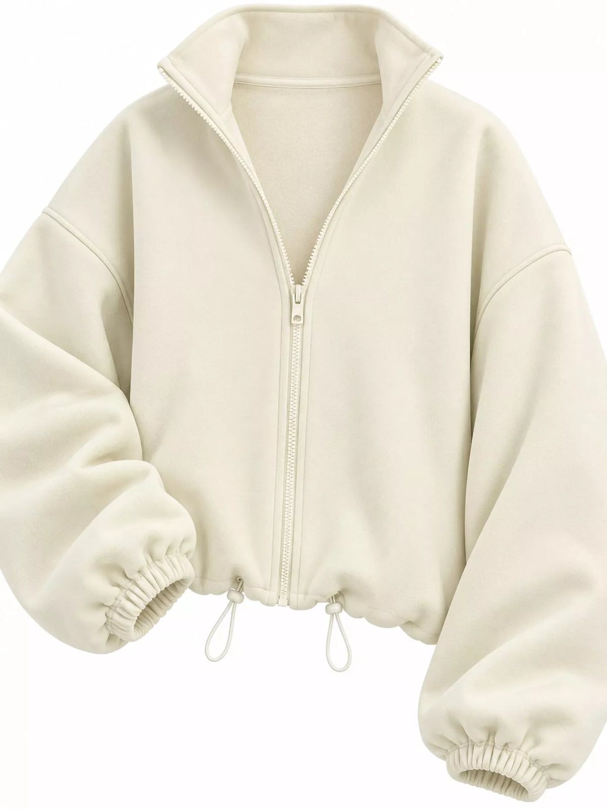 Drawstring Hem Zip Up Jacket