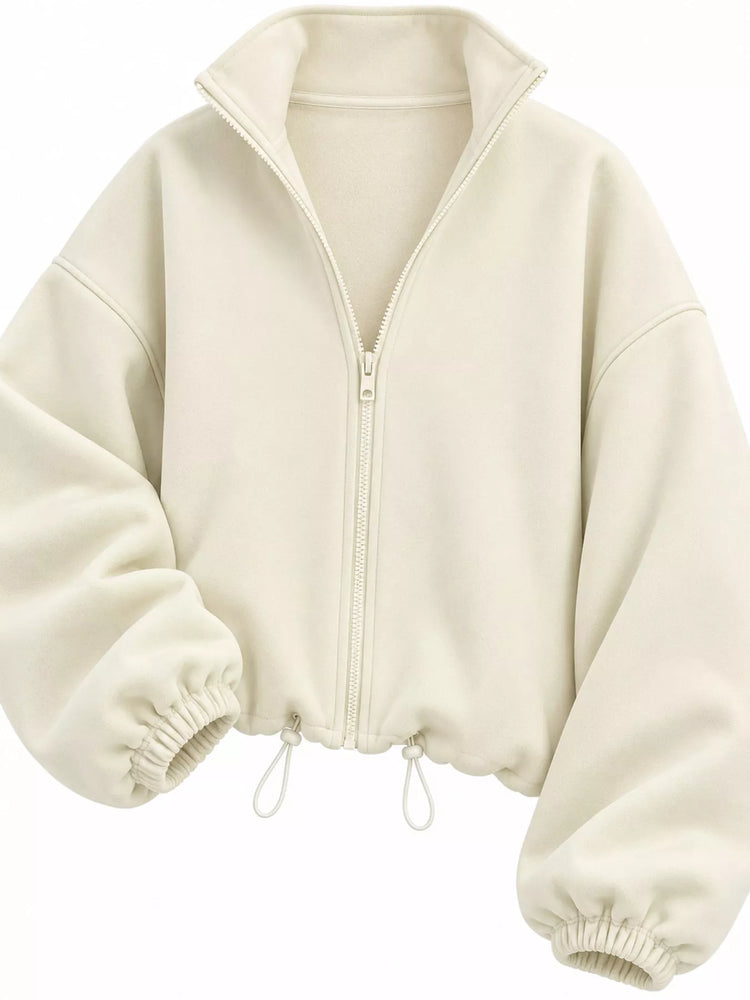 Drawstring Hem Zip Up Jacket