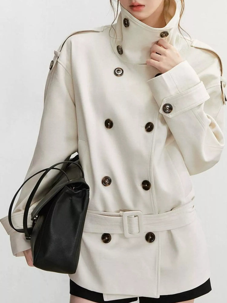 Double-Breasted Turtleneck Trench Outerwear