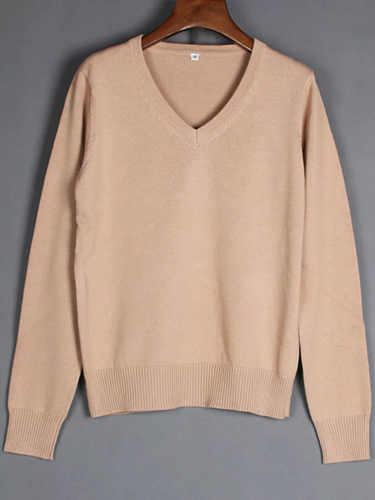 Full Size V-Neck Long Sleeve Sweater Plus Size