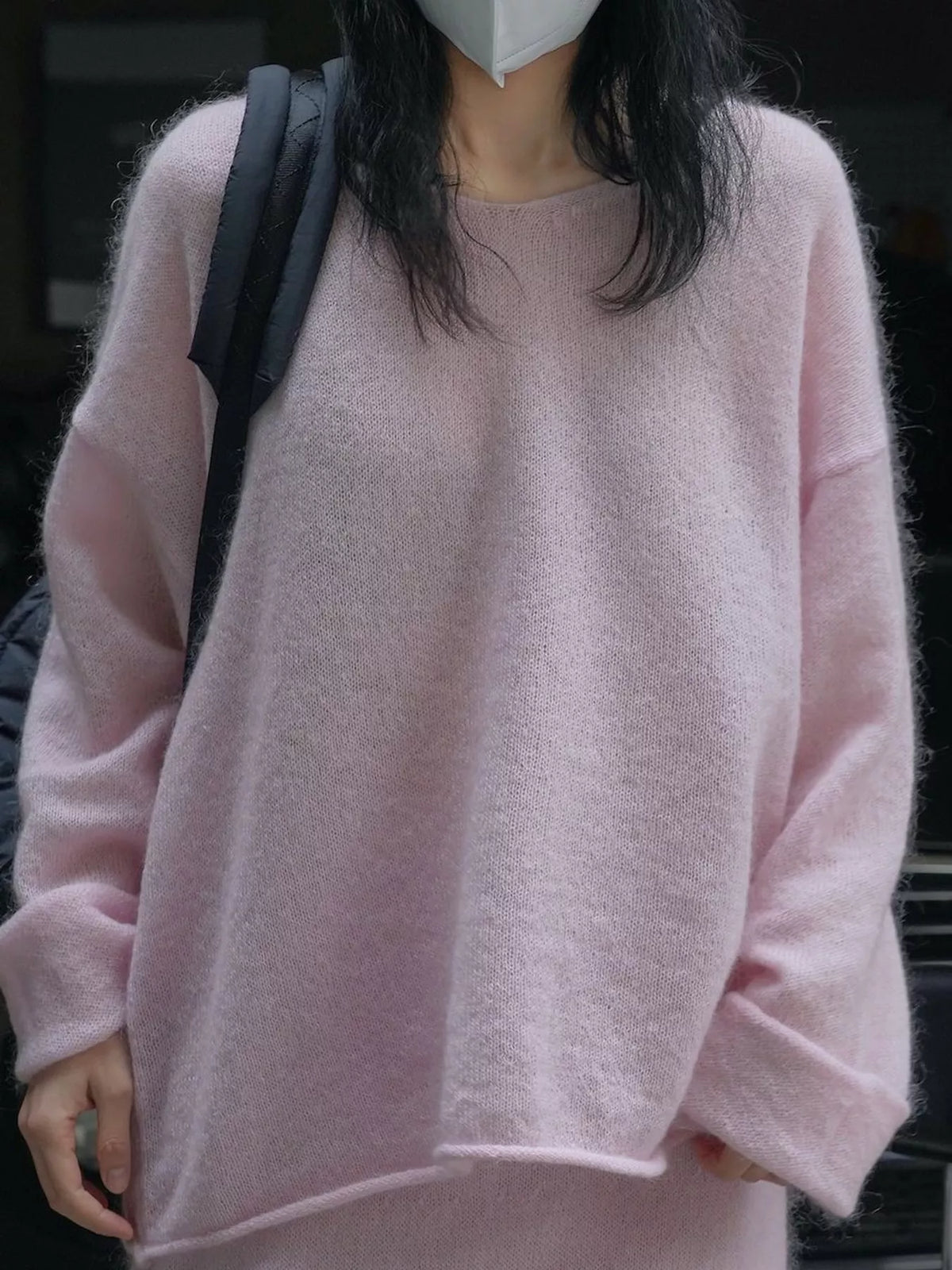 Round Neck Dropped Shoulder Sweater