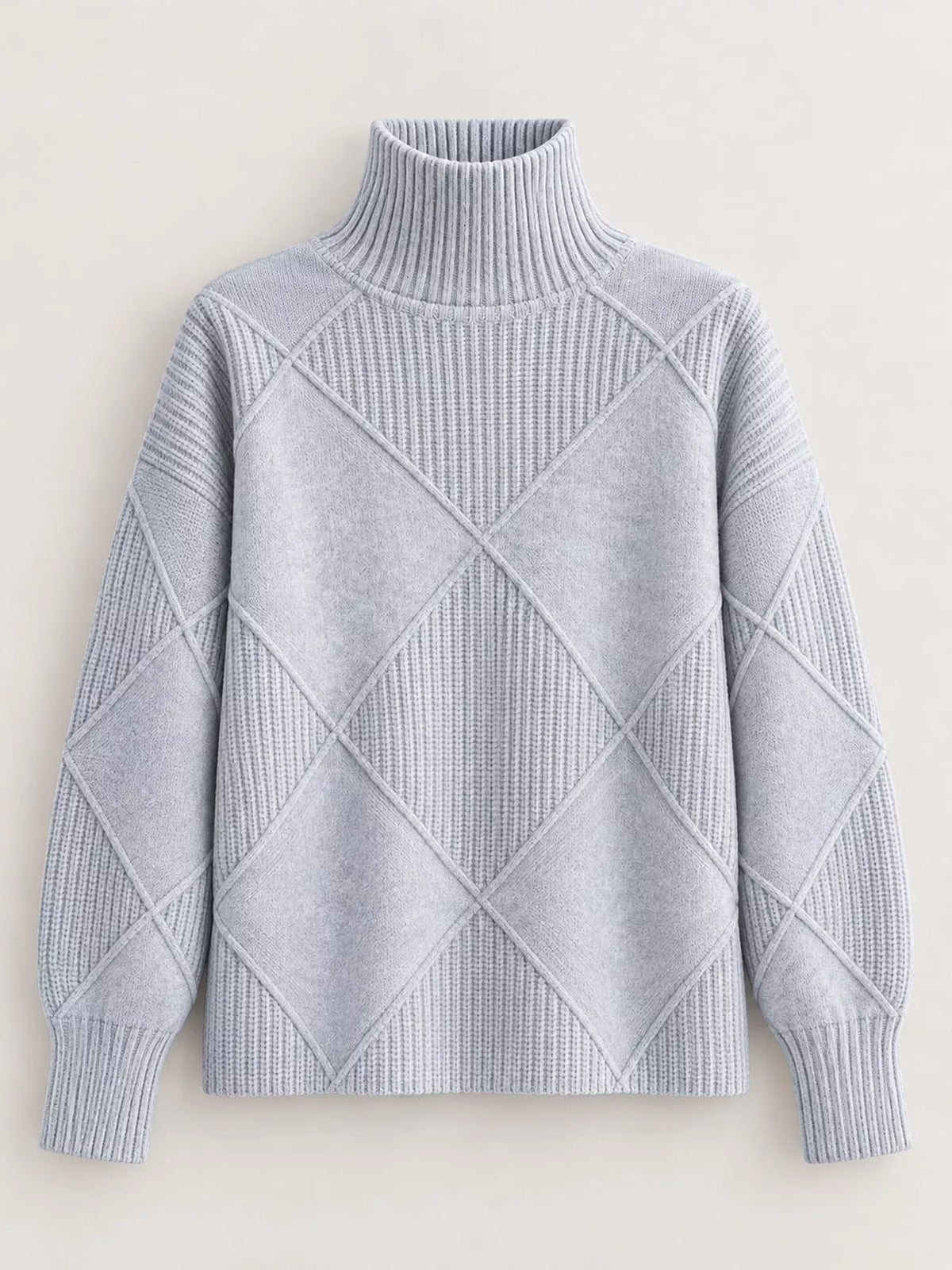 Full Size Diamond Pattern Turtleneck Sweater Plus Size