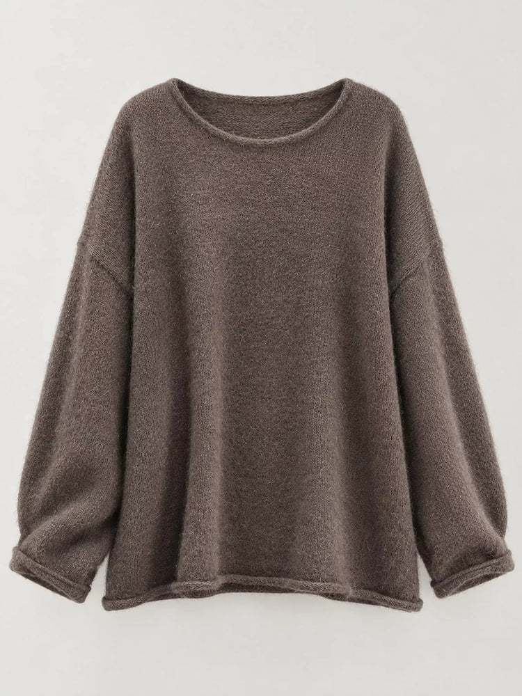 Round Neck Dropped Shoulder Sweater