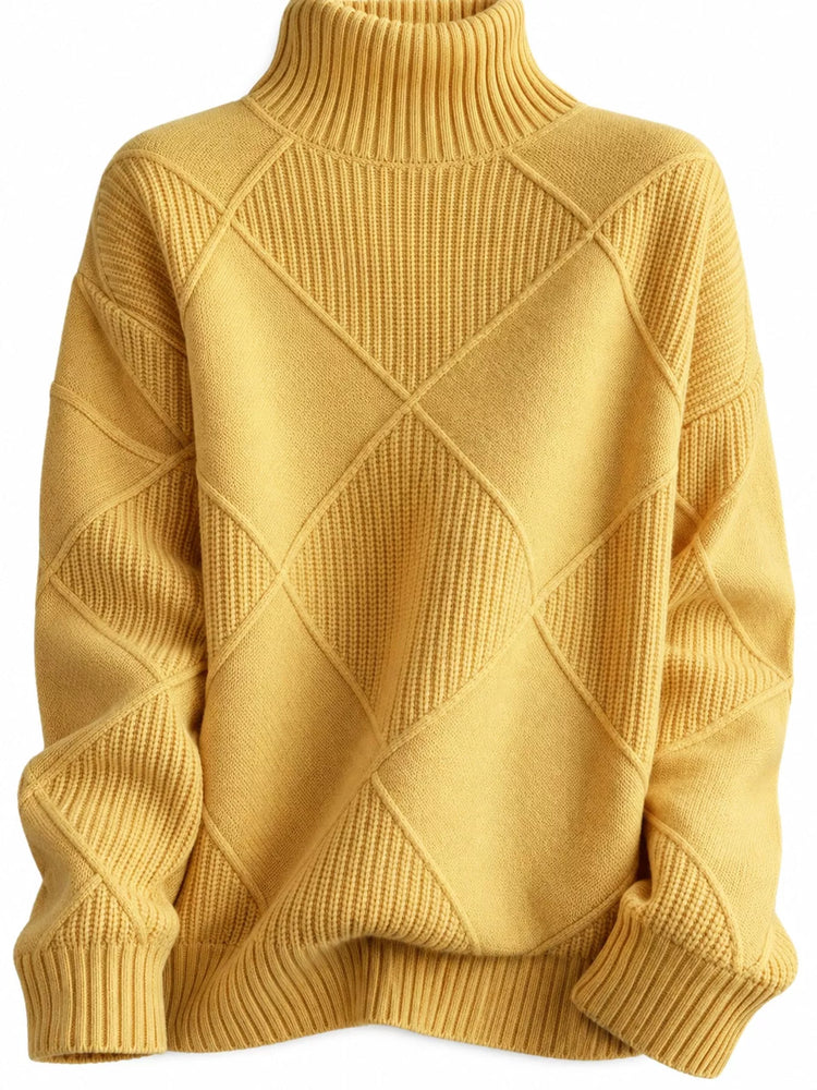 Full Size Diamond Pattern Turtleneck Sweater Plus Size