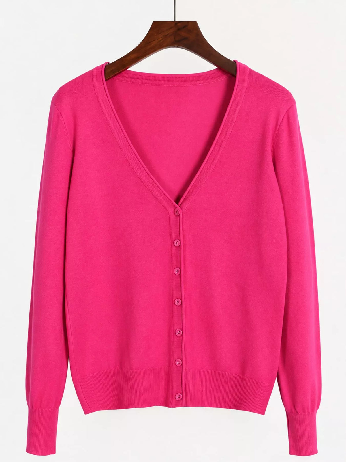 Classic V-Neck Button-Down Knit Cardigan