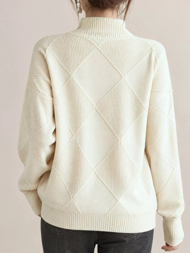Full Size Diamond Pattern Turtleneck Sweater Plus Size