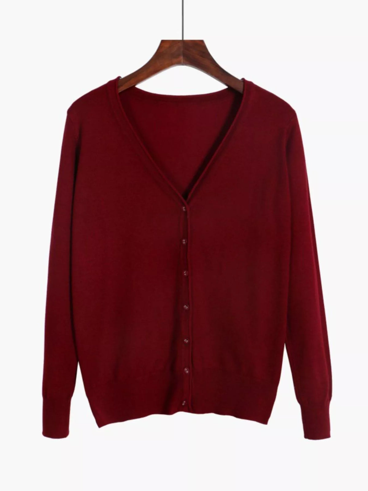 Classic V-Neck Button-Down Knit Cardigan
