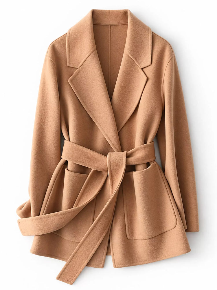 Double-Sided Wool Coat with Belted