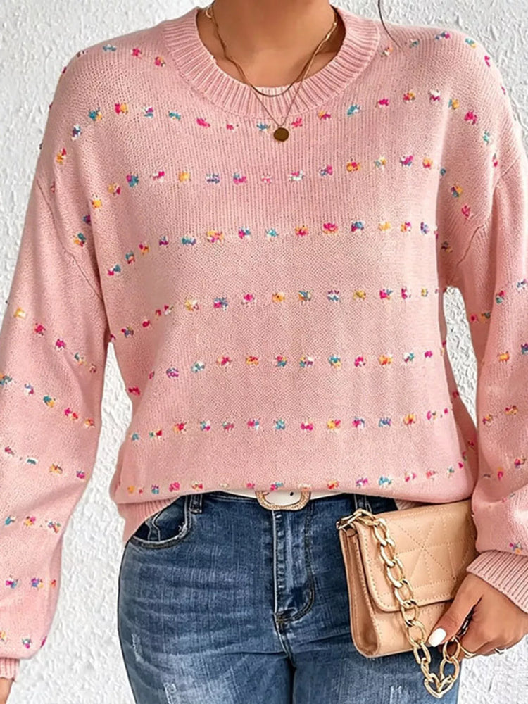 Multi-Color Confetti Dot Drop Shoulder Sweater