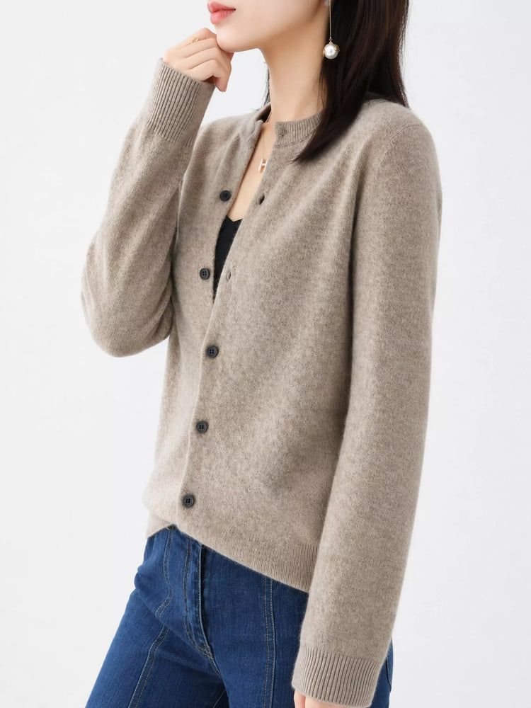 Classic Crew Neck Knit Cardigan