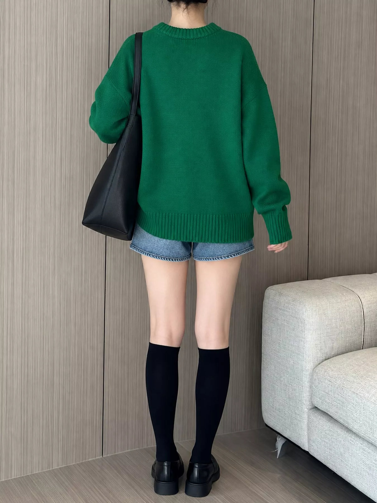 Round Neck Dropped Shoulder Sweater