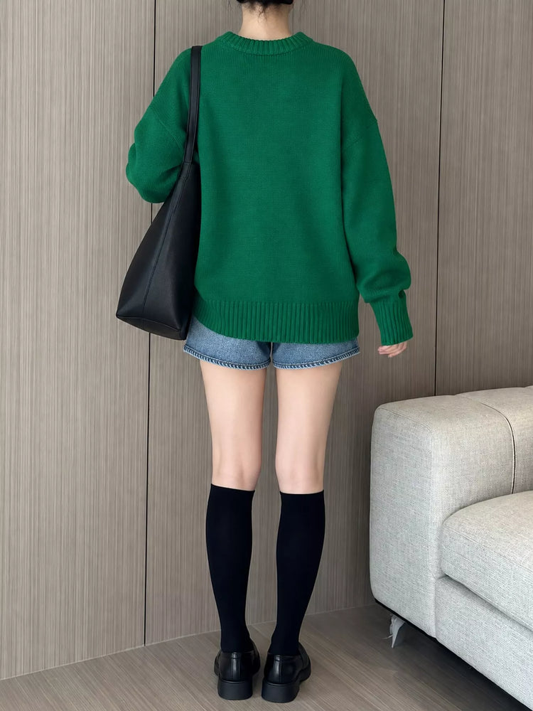 Round Neck Dropped Shoulder Sweater