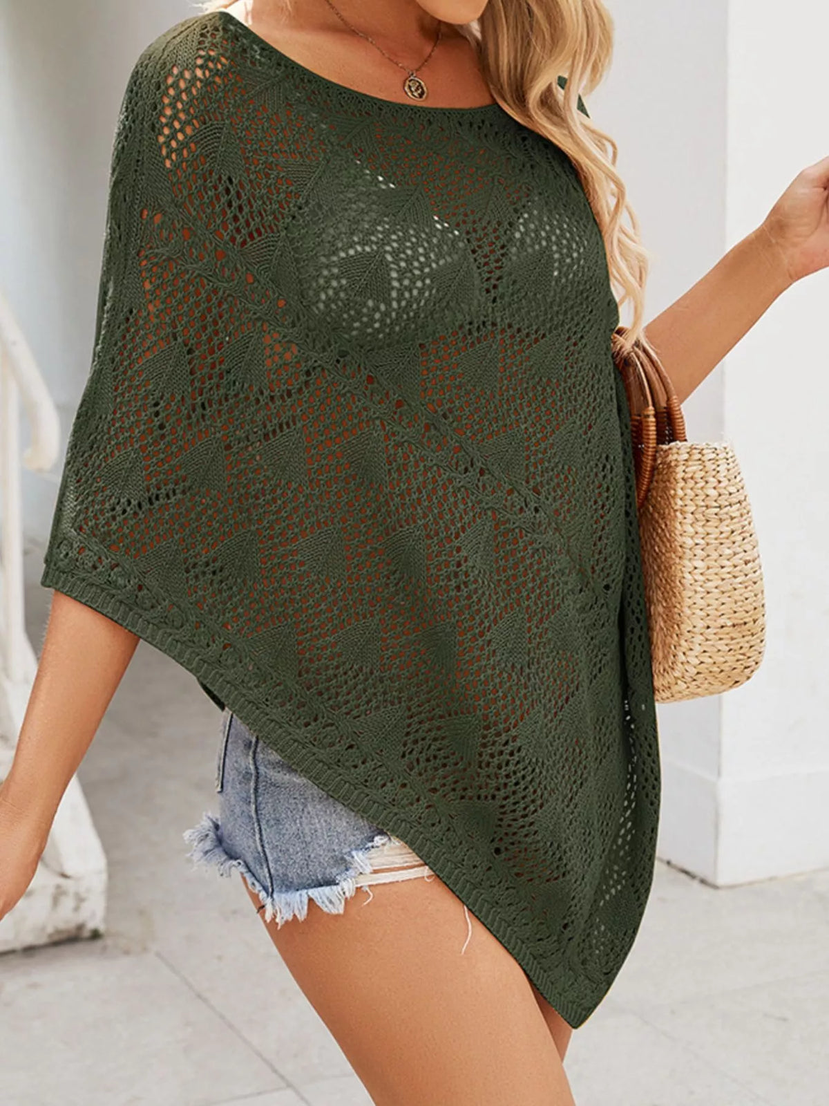 Poncho Style Knit Cover Up