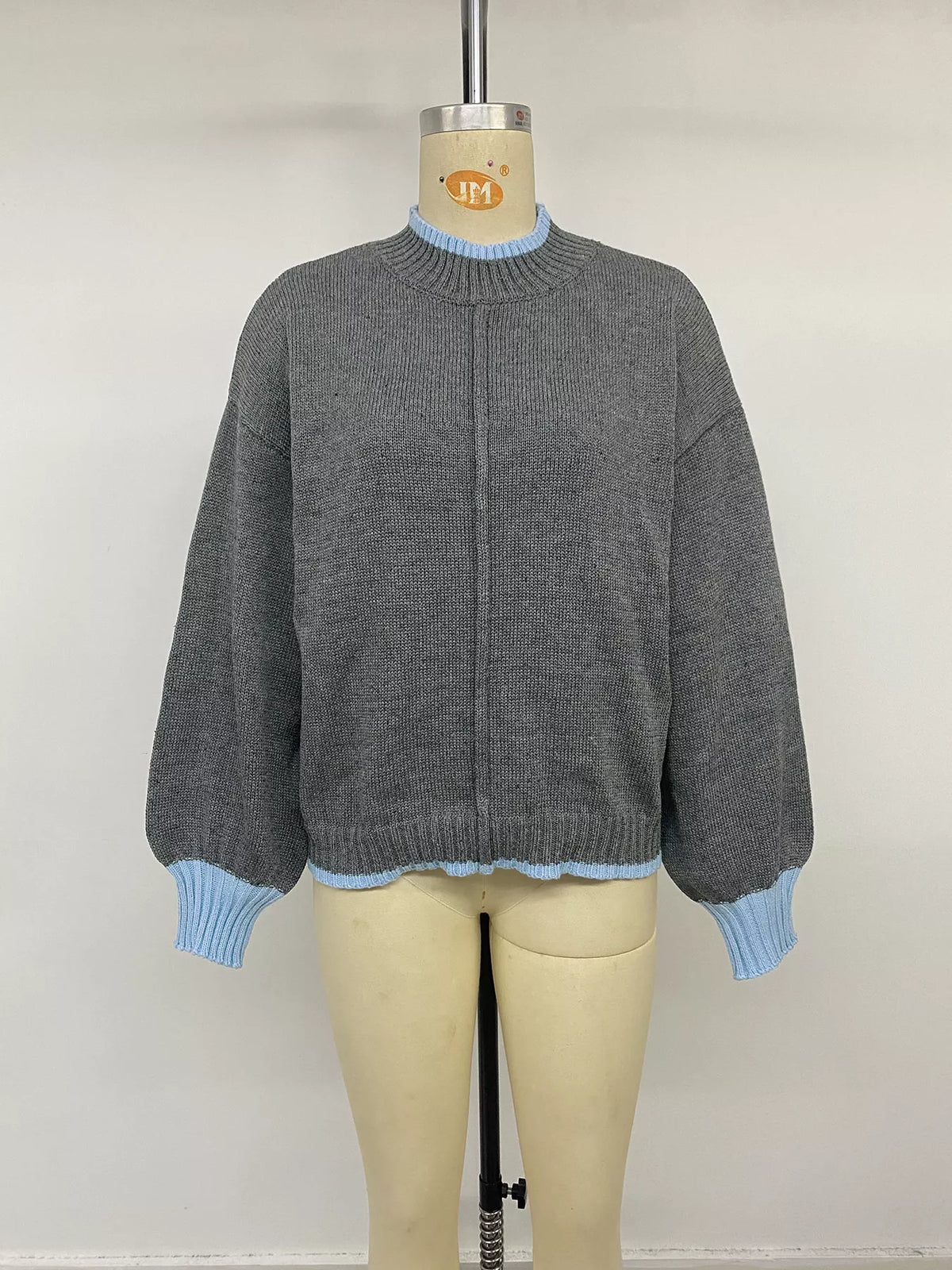 Contrast Trim Crew Neck Sweater
