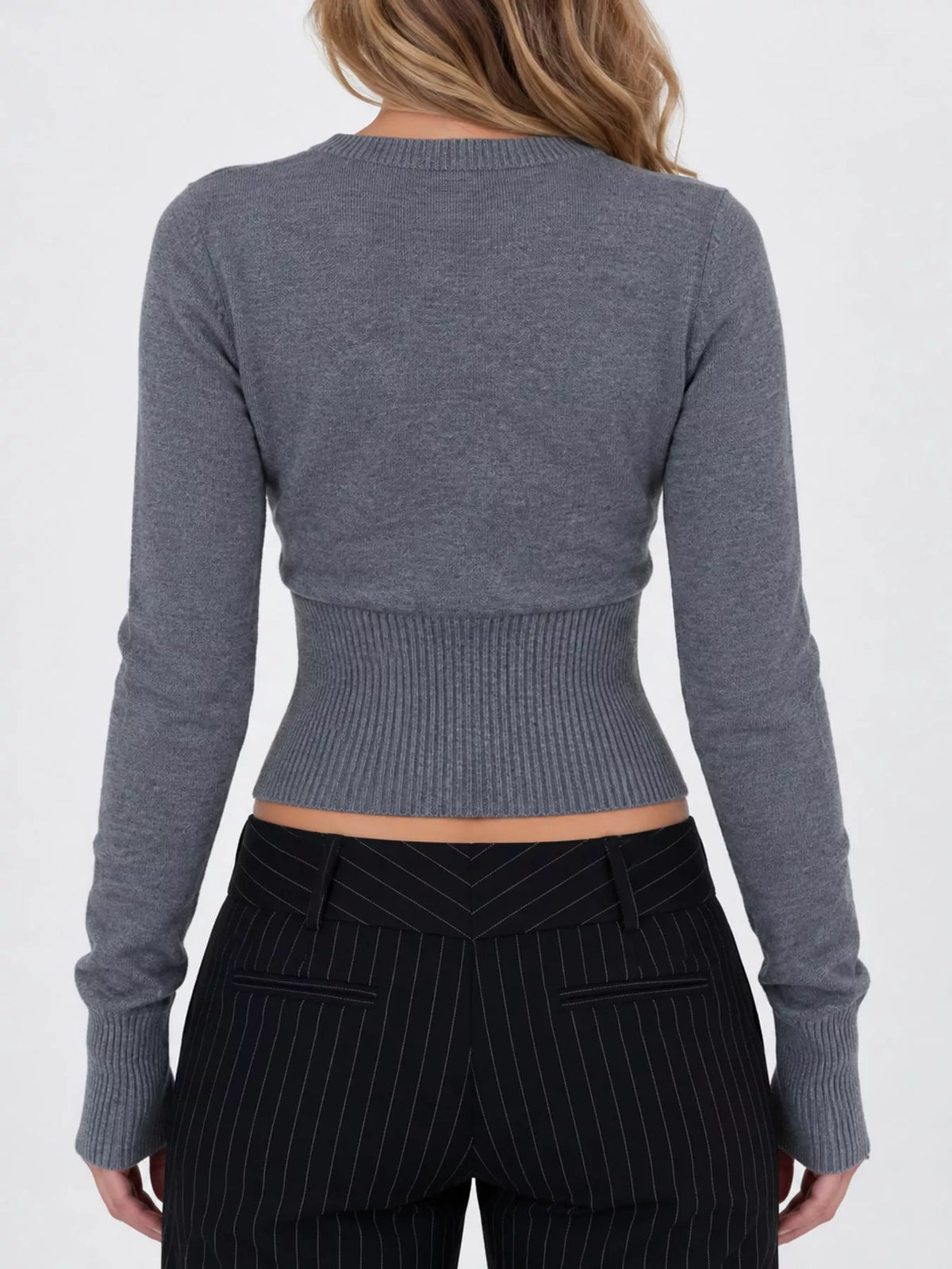 Slim-Fit Ribbed Knit Button-Down Cardigan