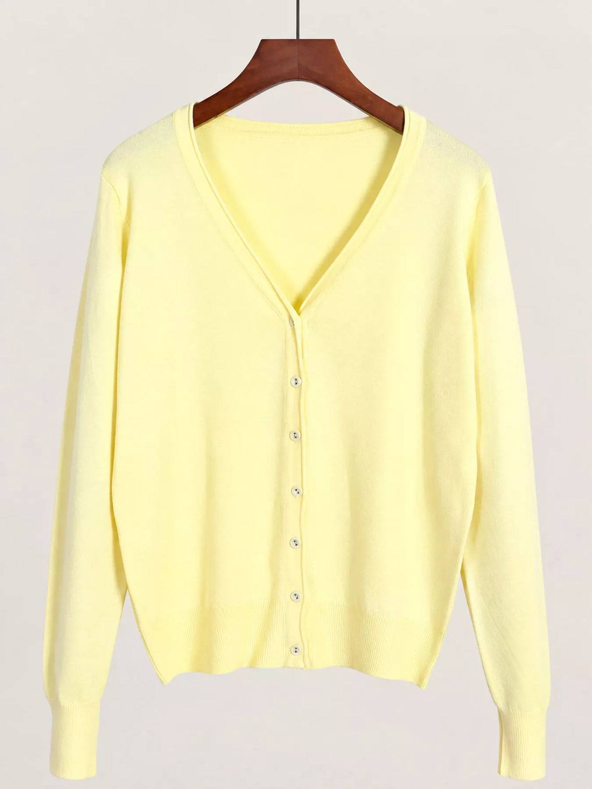 Classic V-Neck Button-Down Knit Cardigan