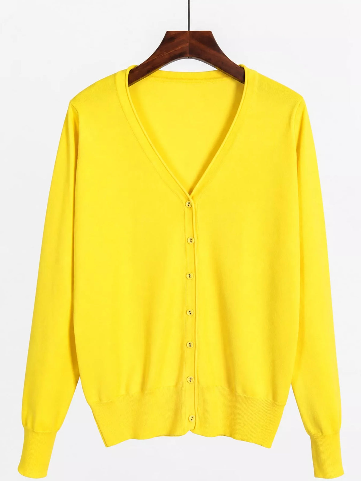 Classic V-Neck Button-Down Knit Cardigan